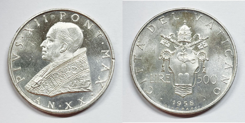 VATICANO. Pio XII (1939-1958). 500 lire 1958. Gig. 96. Ag

FDC
