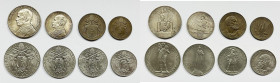 VATICANO. Pio XII (1939-1958). Serie di 8 valori 1939, anno I, da 10, 5 lire (Ag); 2, 1 lira, 0,50, 0,20 centesimi (Ni); 10, 5 centesimi (Cu)

FDC