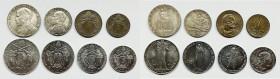 VATICANO. Pio XII (1939-1958). Serie di 8 valori 1941, anno III, da 10, 5 lire RR (Ag); 2, 1 lira, 0,50 R, 0,20 RRR centesimi (Ni); 10, 5 centesimi (C...