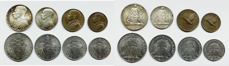 VATICANO. Pio XII (1939-1958). Serie di 8 valori 1942, anno IV, da 10 RR, 5 RR l...