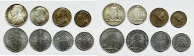 VATICANO. Pio XII (1939-1958). Serie di 8 valori 1942, anno IV, da 10 RR, 5 RR lire (Ag); 2, 1 lira, 0,50, 0,20 centesimi (Ni); 10, 5 centesimi (Cu)
...