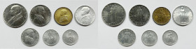 VATICANO. Pio XII (1939-1958). Serie di 7 valori 1957, anno XIX, da 100, 50 lire (Ac); 20 lire (Ba); 10, 5, 2, 1 lira (It).

FDC