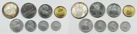 VATICANO. Pio XII (1939-1958). Serie di 8 valori 1958, anno XX, da 500 lire (Ag); 100, 50 lire (Ac); 20 lire (Ba); 10, 5, 2, 1 lira (It).

FDC