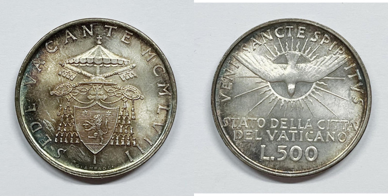 VATICANO. Sede vacante (1958). 500 lire 1958. Gig.261. Ag

FDC