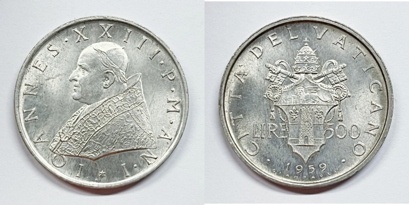 VATICANO. Giovanni XXIII (1958-1963). 500 lire 1959, anno I. Ag

FDC