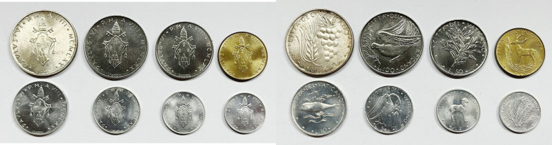 VATICANO. Paolo VI (1963-1978). Serie di 8 valori 1970, anno VIII, da 500 lire (...