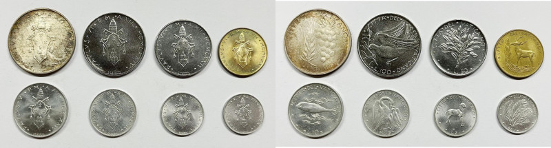 VATICANO. Paolo VI (1963-1978). Serie di 8 valori 1974, anno XII, da 500 lire (A...