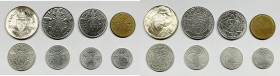 VATICANO. Paolo VI (1963-1978). Serie di 8 valori 1975, anno santo, da 500 lire (Ag); 100, 50 lire (Ac); 20 lire (Ba); 10, 5, 2, 1 lira (It). Gig. 289...