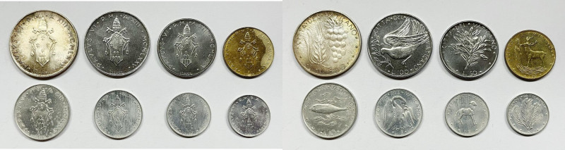 VATICANO. Paolo VI (1963-1978). Serie di 8 valori 1975, anno XIII, da 500 lire (...