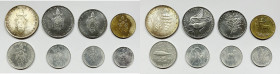 VATICANO. Paolo VI (1963-1978). Serie di 8 valori 1975, anno XIII, da 500 lire (Ag); 100, 50 lire (Ac); 20 lire (Ba); 10, 5, 2, 1 lira (It). Gig. 288...