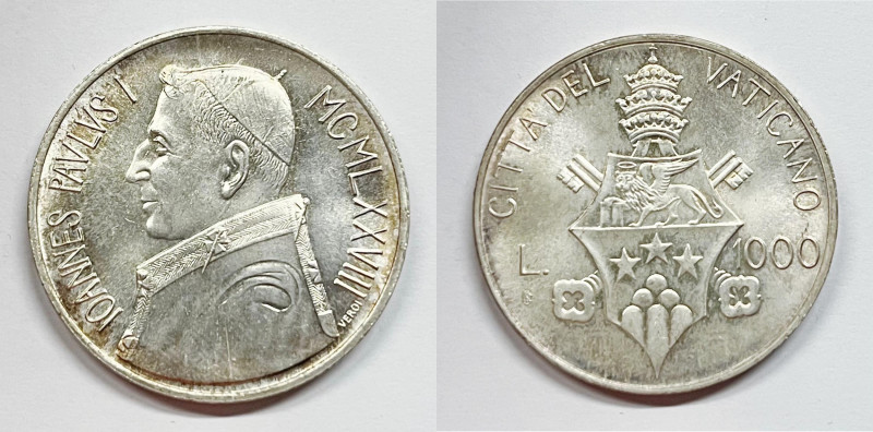 VATICANO. Giovanni Paolo I. 1000 lire 1978. Gig.304. Ag

FDC