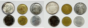 VATICANO. Giovanni Paolo II (1978-2005). Serie di 6 valori 1980, anno II, da 500 lire (Ag); 200 lire (Ba); 100, 50 lire (Ac); 20 lire (Ba); 10 lire (I...
