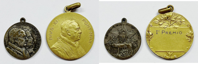 VATICANO. Medaglia 1929 Patti Lateranensi; Medaglia premio Pio XI. Lotto di 2 es...