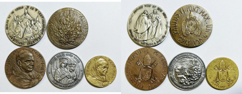 VATICANO. Paolo VI (1963-1978). Lotto di 5 medaglie varie. Ae dorato; Ae argenta...