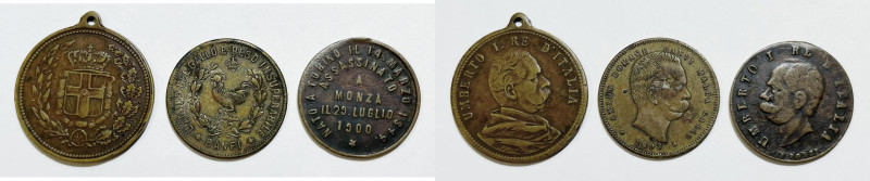 REGNO D'ITALIA. Umberto I (1878-1900). Lotto di 3 medaglie varie. Ae

BB