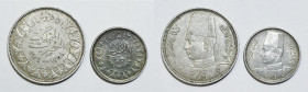 EGITTO. Farouk (1936-1952). Lotto di 2 monete. 5 e 2 qirsh 1936 (1356 AH). Ag

SPL