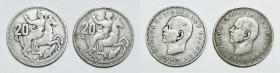 GRECIA. Paolo (1954-1965). Lotto di 2 monete. 20 dracme 1960. KM 85; Ag

BB