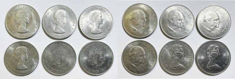 INGHILTERRA. Elisabetta II (1952-2022). 25 pence 1965 Churchill - 25 pence 1972....