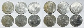 INGHILTERRA. Elisabetta II (1952-2022). 25 pence 1965 Churchill - 25 pence 1972. Lotto di 6 esemplari. Cu

qFDC