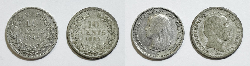 OLANDA. Lotto di 2 monete. 10 centesimi 1882, 1892. Ag

MB