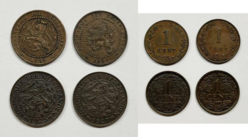 OLANDA. Lotto di 4 monete da 1 cent Cu; Date, peso, titolo e condizioni varie
...