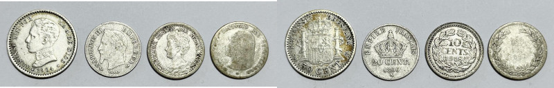 PAESI BASSI 10 cent 1897-1918; FRANCIA 20 cent 1866; SPAGNA 50 centesimi 1904. L...