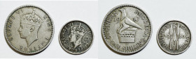 RHODESIA MERIDIONALE. Giorgio VI (1936-1952). Lotto di 2 monete. 1 scellino 1947; 3 pence 1940.

BB