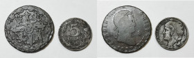 SPAGNA. Lotto di 2 monete. 8 maravedis 1827 e 5 centimos 1937 Metalli e Conservazioni varie

Varie