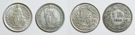 SVIZZERA. Lotto di 2 monete. 1 franco 1944, 1963. Ag

BB/SPL