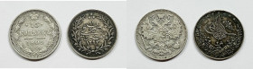 TURCHIA - RUSSIA. 2 qirsh (1293 AH) 1876; 15 copechi 1909. Lotto di 2 esemplari. Ag

SPL