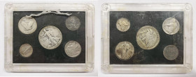 USA Serie di 5 nominali dal cent al mezzo dollaro. Date, titolo e condizioni varie

Varie

 In confezione danneggiata