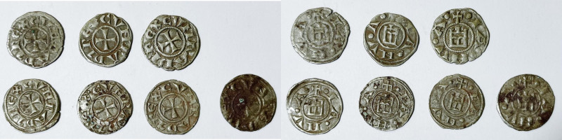 GENOVA. Repubblica (1139-1339). Lotto di 7 denari con castello. Mi; Condizioni v...