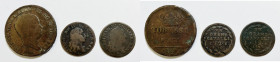 NAPOLI. 10 tornesi 1825, 12 cavalli 1790-1792. Lotto di 3 esemplari. Cu

B/MB