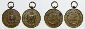 PINEROLO. Lotto di 2 medaglie premio Istituto Musicale. "A Giovanni Gravant" 1906-1910. Ae; 32mm

SPL