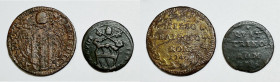 STATO PONTIFICIO. ROMA. Clemente XII quattrino 1738; Benedetto XIV 1/2 baiocco 1740. Lotto di 2 esemplari. Cu

MB/BB