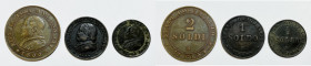 STATO PONTIFICIO. ROMA. Pio IX (1846-1870). 2 soldi 1866, 1 soldo 1867, 1/2 soldo 1867. Lotto di 3 esemplari. Cu

qBB/BB