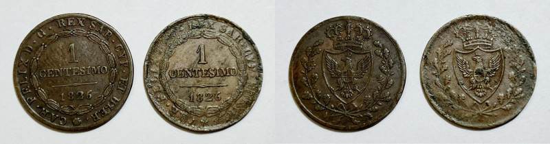 REGNO DI SARDEGNA. TORINO. Carlo Felice (1821-1831). 1 centesimi 1826. Lotto di ...