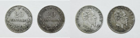 REGNO D'ITALIA. MILANO. Vittorio Emanuele II (1861-1878). Lotto di 2 esemplari. 20 centesimi 1863. Gig. 84; Ag

BB/SPL