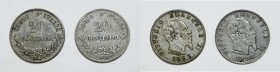 REGNO D'ITALIA. MILANO. Vittorio Emanuele II (1861-1878). Lotto di 2 esemplari. 20 centesimi 1863. Gig. 84; Ag

BB/SPL