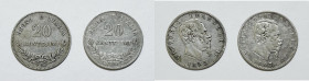 REGNO D'ITALIA. TORINO. Vittorio Emanuele II (1861-1878). Lotto di 2 esemplari. 20 centesimi 1863. Gig. 85; Ag

BB/SPL