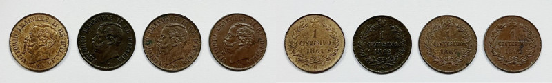 REGNO D'ITALIA. Vittorio Emanuele II (1861-1878). 1 centesimo 1861 M, 1862 N, 18...