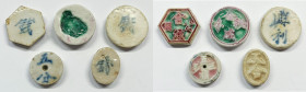 CINA. Dinastia Qing. Interessante lotto di 5 gettoni da gioco in ceramica.

SPL