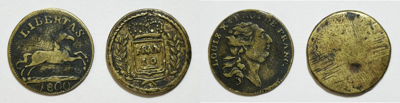 FRANCIA. XIX secolo. Peso monetale del 10 franchi, gettone LIBERTAS e Luigi XVI ...