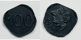 Gettone da gioco da 100, con Effigie di Fausto Coppi. Bachelite; 22mm

BB+