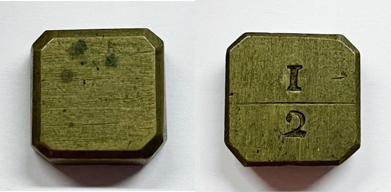 ITALIA. Antico peso monetale ottagonale " 1 / 2". Ae; 14,28 gr

SPL