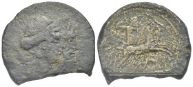 Greek. Campania. Capua. Circa 216-211 BC. As (Bronze, 36.75 mm, 32.7 g). Jugate busts right of Juno, diademed and with sceptre, and Jupiter, laureate....