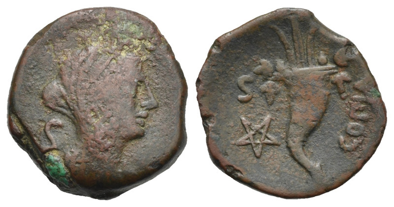 Greek. Lucania. Thourioi as Copia. Circa 193-150 BC. Semis (Bronze, 17.69 mm, 3....