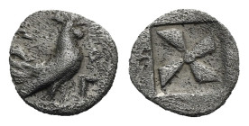 Greek. Sicily. Himera. Circa 530-482 BC. Obol or Litra (Silver, 11.40 mm, 0.65 g). Σ - O – Γ, Cock standing right. Rev. Mill-sail pattern with central...