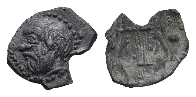 Greek. Sicily. Katane. Circa 405-402 BC. Tetras (Silver, 8.21 mm, 0.16 g). Head ...