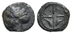 Greek. Sicily. Syracuse. Second Democracy. Circa 466-405 BC. Hemilitron (Bronze, 16.05 mm, 3.43 g). Head of Arethusa left, hair in sphendone; behind, ...